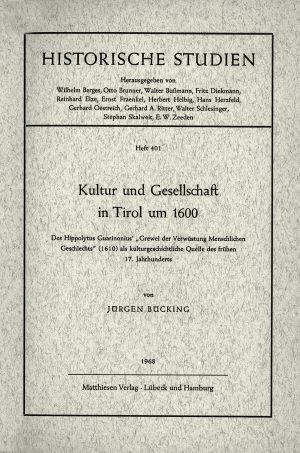 Bücking, Jürgen: Kultur und Gesellschaft in Tirol um 1600