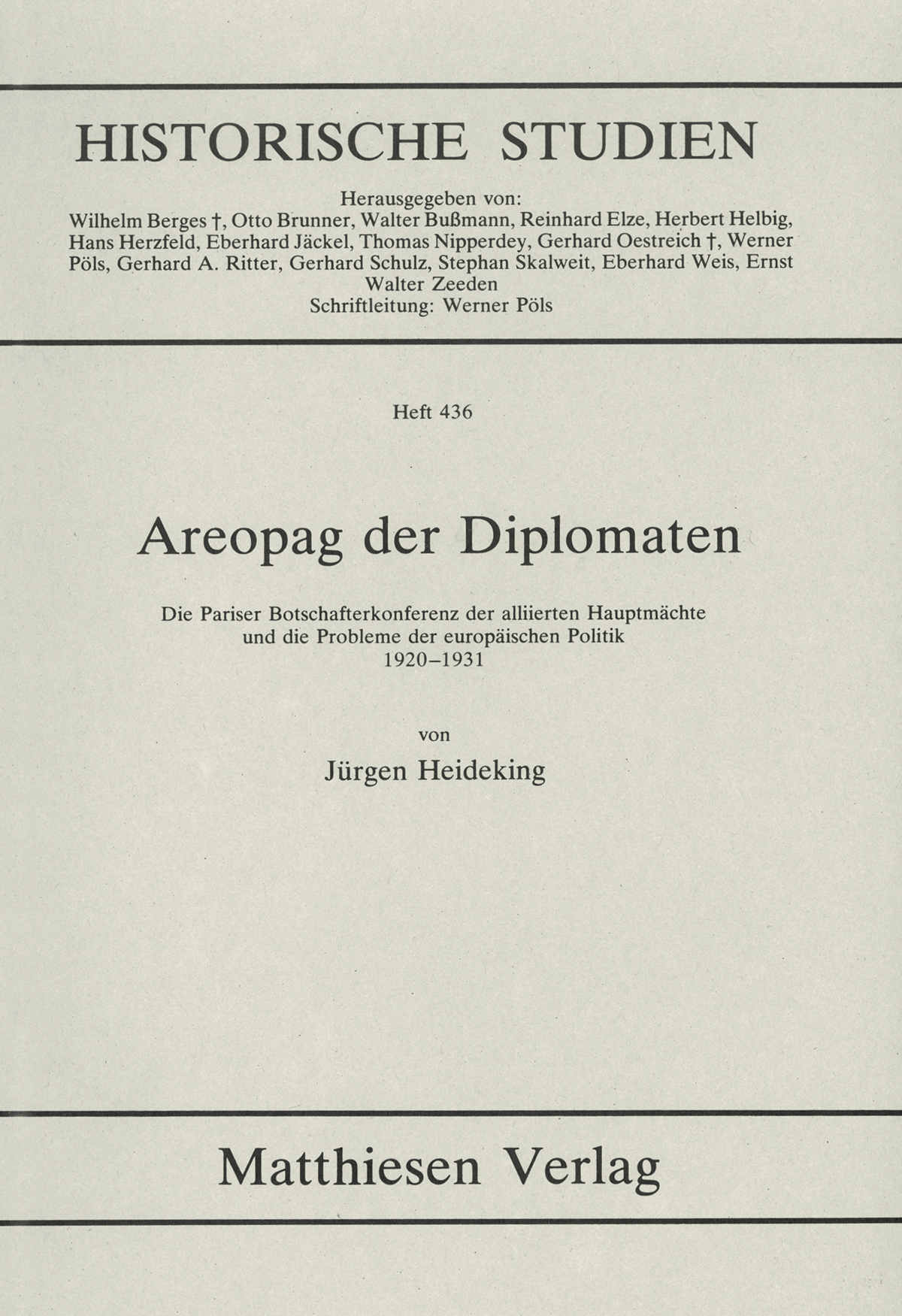 Heideking, Jürgen: Areopag der Diplomaten