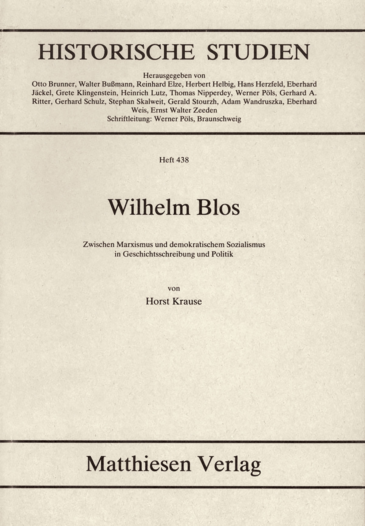 Krause, Horst: Wilhelm Blos
