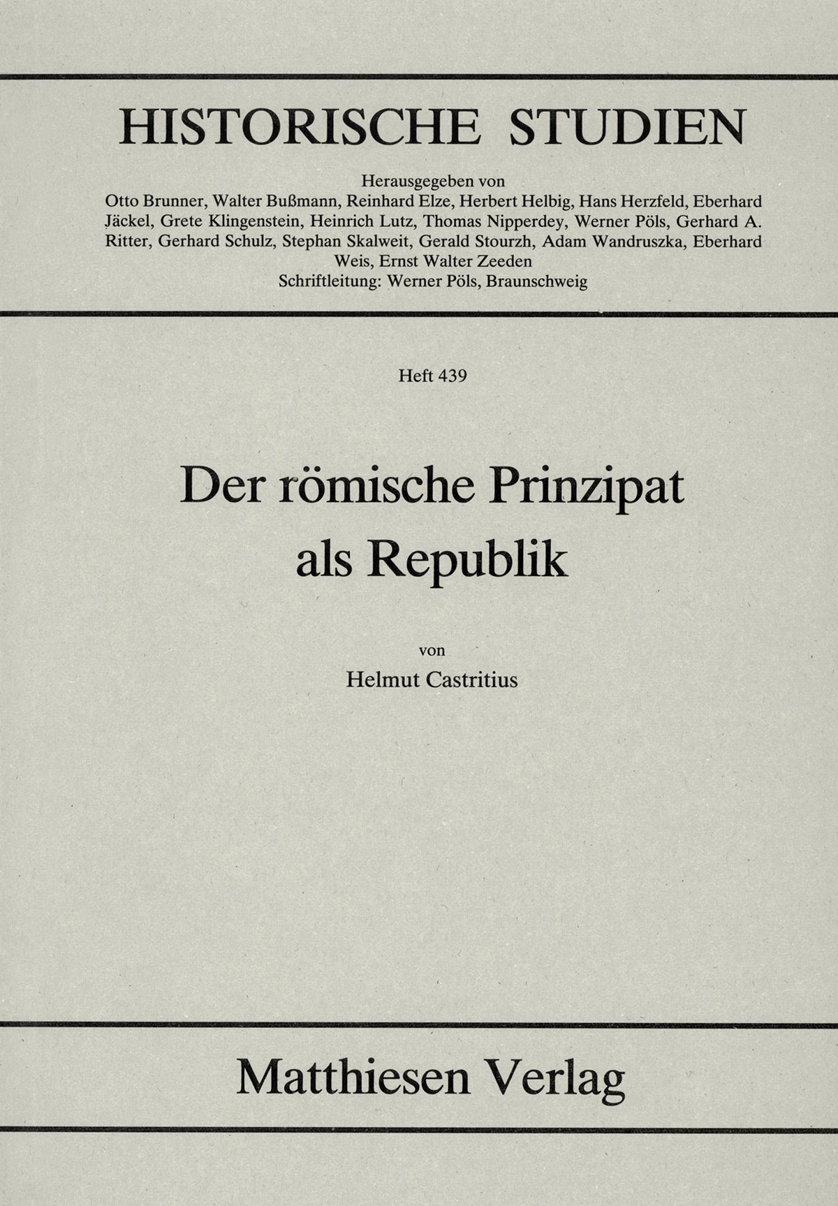 Castritius, Helmut: Der römische Prinzipat als Republik
